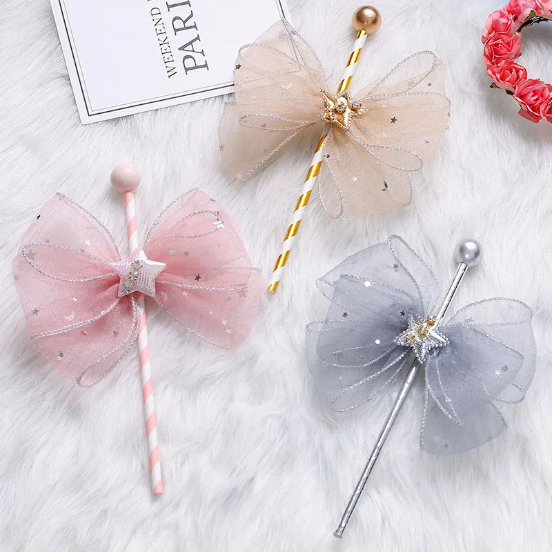 

Golden Bead Straw Net Yarn Bow Cake Insert Row Fairy Stick Plug-in Birthday Cake Decoration Supplies Birthday Decoration