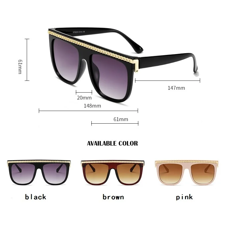 

Women Square Oversized Sunglasses Gradient Big Frame Female Glasses Vintage Brand Design UV400 Flat Top Luxury Shades Oculos