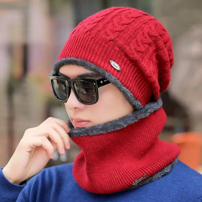 Брендовые зимние шапки для мужчин Skullies Beanies Мужская зимняя вязаная шапка из крученой пряжи шарф из шерсти женская маска капота мужская шапка