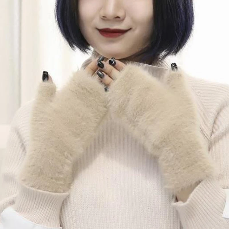 Осенне-зимние норковые кашемировые перчатки женские теплые мягкие рукавицы с