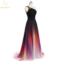 bealegantom fashion one shoulder ombre prom dresses 2021 with chiffon plus size evening party gowns vestido longo qa1077