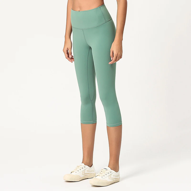 

3/4 Length Leggins High Waisted Women Yoga Pants Squat Proof Cropped Training Tights Woman Sports Fitness Gym Capri Leggings