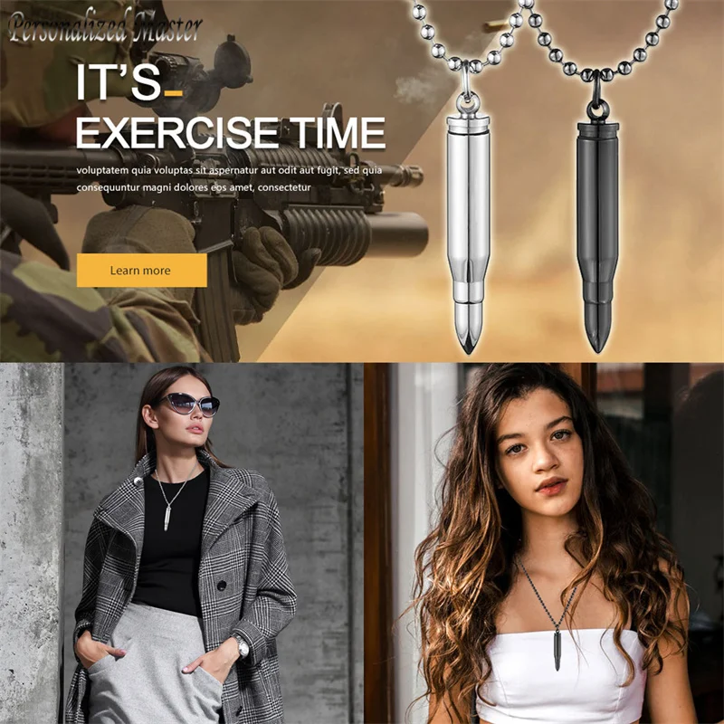 

Personalized Customized Pendant Stainless Steel Cylinder Bullet Memorial Keepsake Pendant Cremation Ash Urn Pendant Necklace