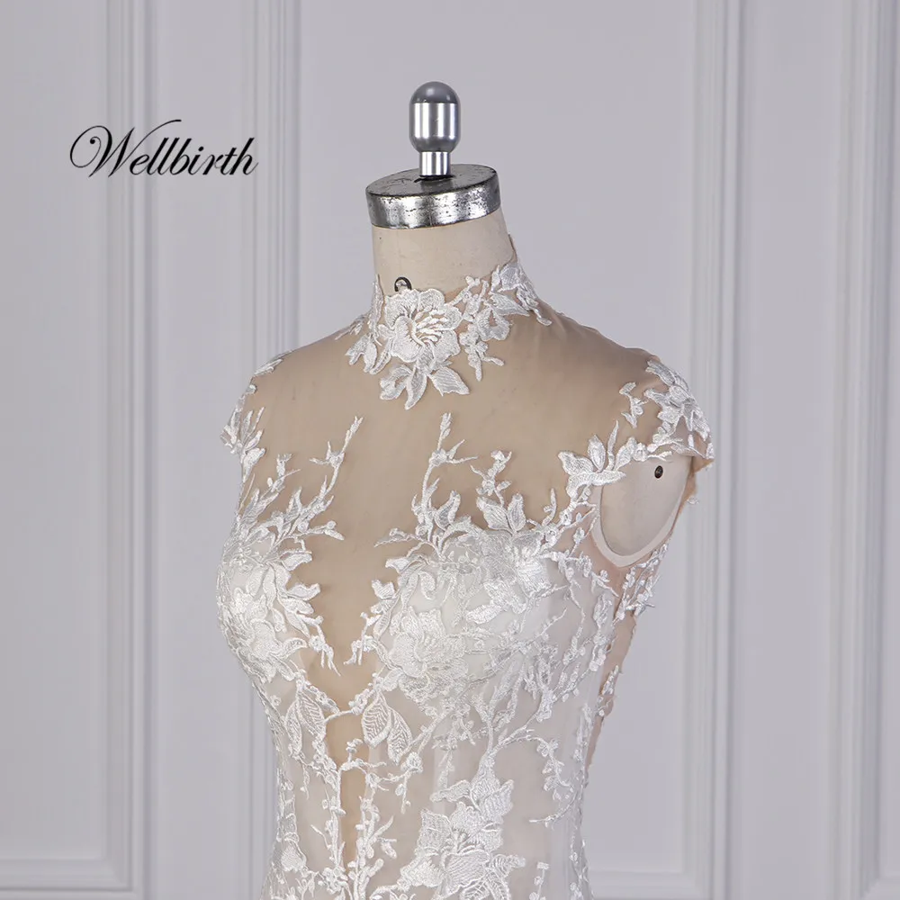 100% реальное изображение Wellbirth Vestido de novia милое tull молния сзади Русалка свадебное