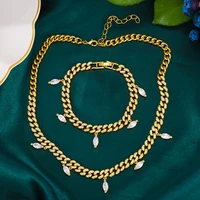 2pcs luxury gorgeous sparkling crystal pendant chain necklace bracelet jewelry set super full cz new fashion jewelry