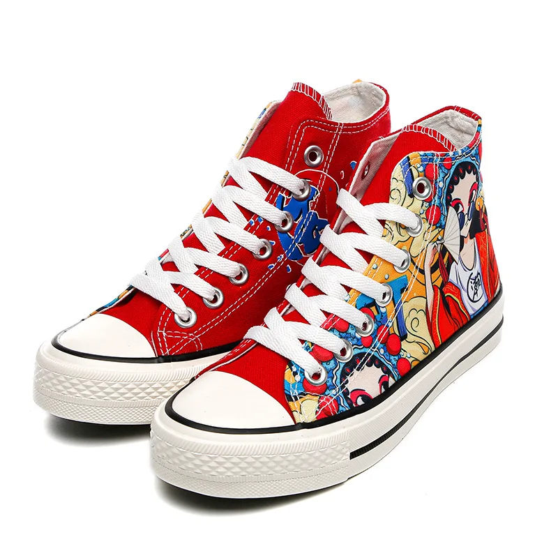 

Women's Fashion 2021 Vulcanized Shoes Woman Sneakers New Chinese Style Peking Opera Retro Canvas Shoes Flat Fashion Comfortable