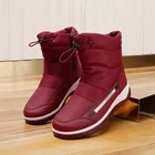 Зимние ботинки для женщин, Повседневная Теплая обувь на меху без застежек, лоскутные ботильоны, женские модные водонепроницаемые ботинки на танкетке