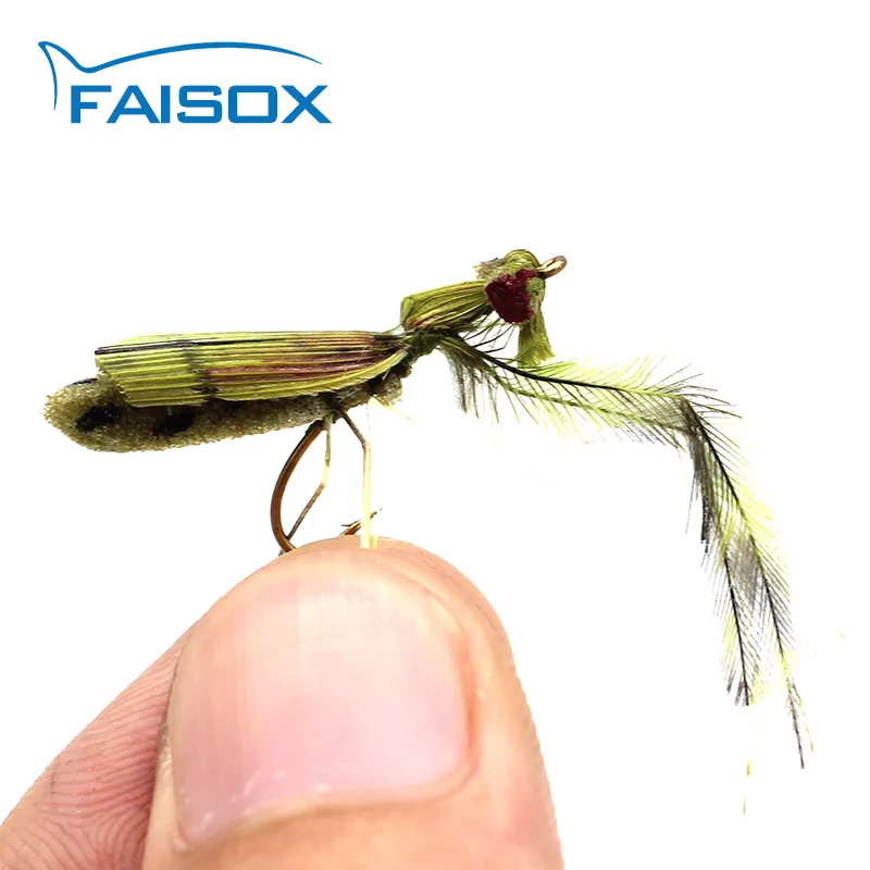 Faisox 4 шт. Кузнечик мух Реалистичная сухая муха рыболовные наживки приманки для