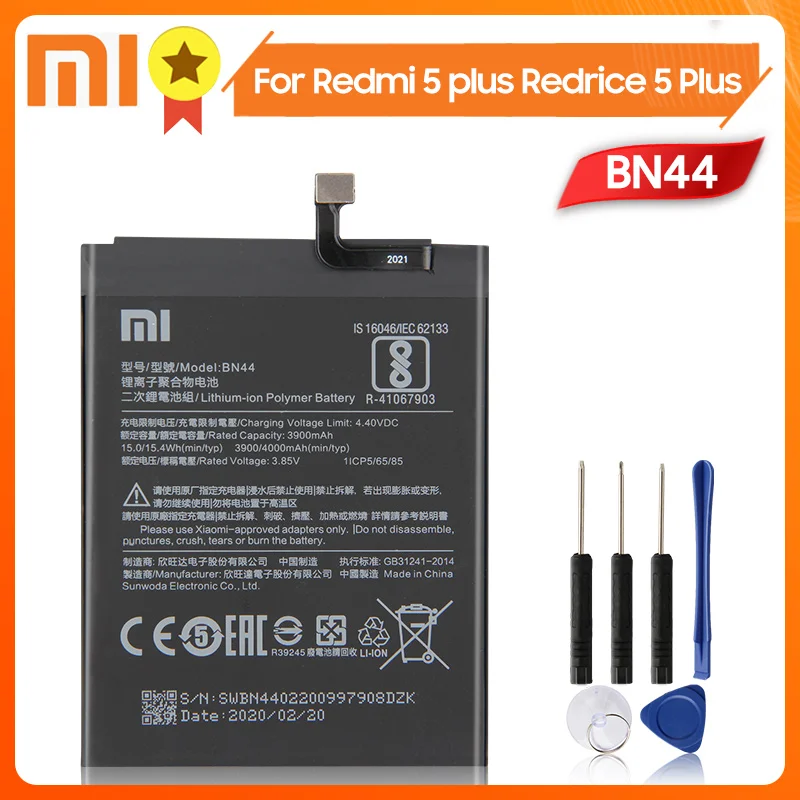Аккумулятор для телефона Xiao Mi BN44 mi Redmi 5 plus 99 дюйма Redrice Plus 4000 мАч оригинальная