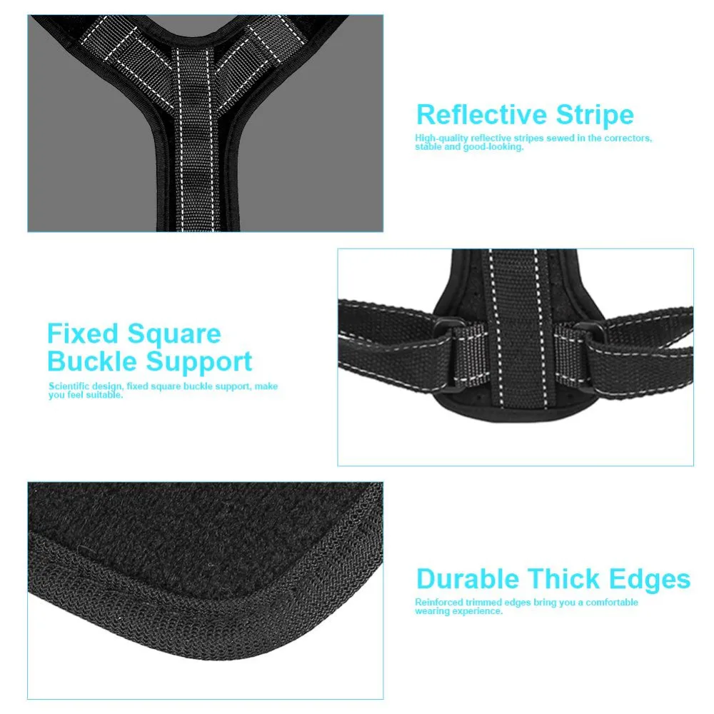 

Posture Corrector Back Belt Braces Adjustable Posture Correction + Cushion Shaper Back Support Belt with Reflective Stripe Sets