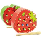 Деревянные игрушки Монтессори для детей, 3D пазл для раннего развития детей, развивающие игрушки, магнитная игра клубника, яблоко, поймай червя, рождественские подарки