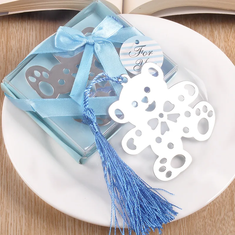 

Cute Bear Design Bookmark with Tassel and Gift Box, Wedding Favors, Baby Shower Souvenirs, Student, Creative, 50Pcs