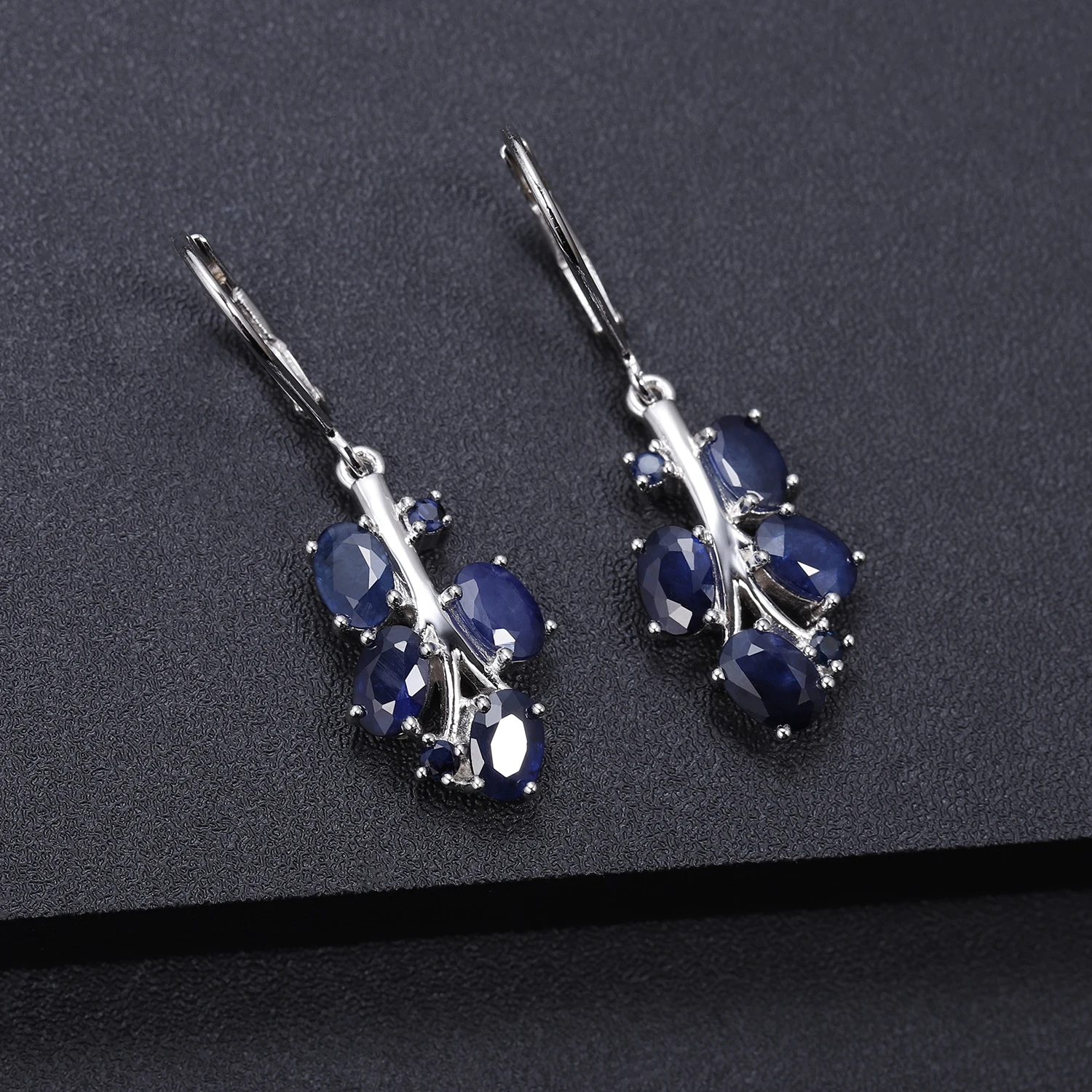 GEM'S BALLET 4.37Ct натуральный синий серьги из сапфирового драгоценного камня 925 пробы Серебряные Листья Висячие серьги для женщин хорошее ювелирное изделие