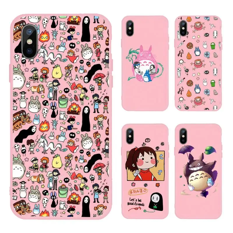 

Totoro Hayao Miyazaki Japan Phone Case Candy Color for iPhone 6 7 8 11 12 s mini pro X XS XR MAX Plus