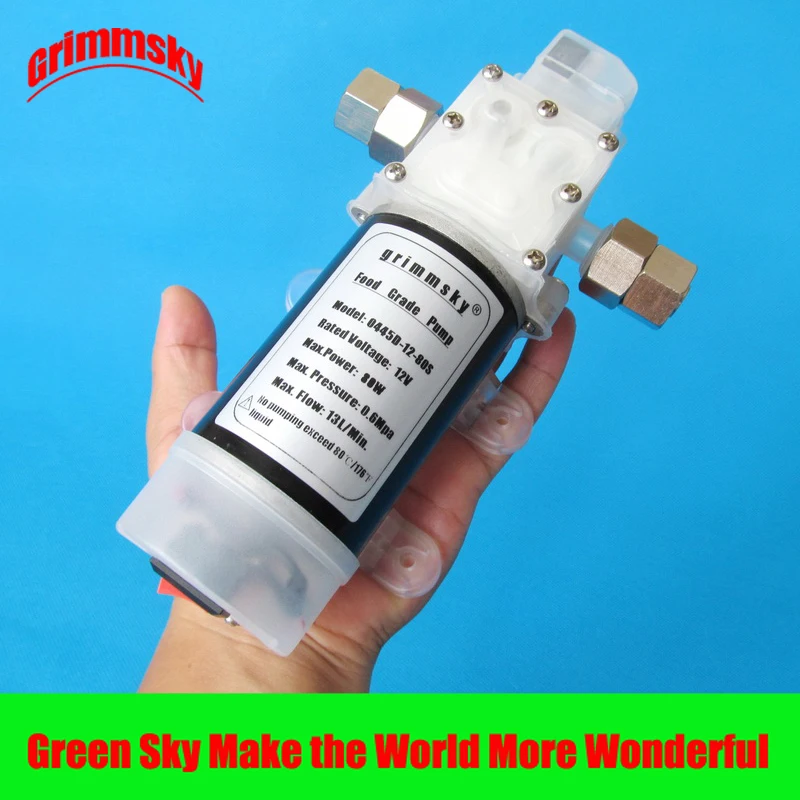 

new non-toxic,tasteless,odorless max. 13L/Min. big flow rate with On/Off button and 12v DC jack 80W self priming pump food grade