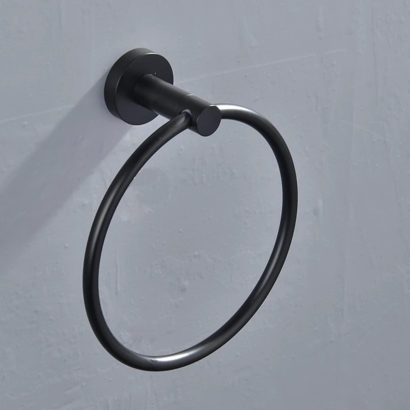 Бесплатная доставка Черный Держатель для полотенец кольцо круглая настенная