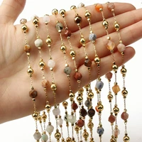 1meter stainless steel gold color chain faceted stone beads for jewelry making diy bracelets necklaces ankles accessories