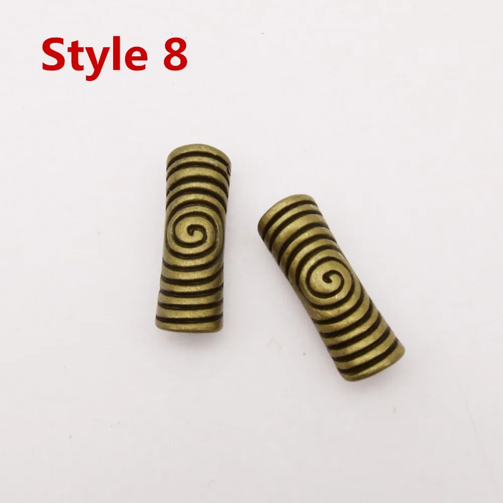 2pcs Style 8 2 шт./упак. из тибетского серебра разных 8 видов стилей, подвязанные лентой, с объемной волной, дредлоки, для увеличения объема, бусины кольца трубки около 4,2-5,2 мм Внутреннее отверстие аксессуары - Цвет: 2pcs Style 8
