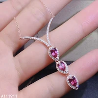 kjjeaxcmy fine jewelry 925 sterling silver inlaid natural garnet gemstone female necklace pendant fashion support test popular
