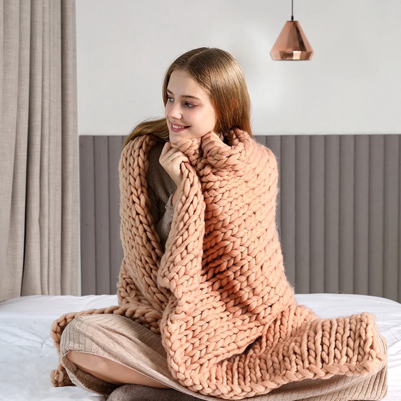 100х150см полиэстер новая мода одеяло крупной ручной вязки плотная пряжа