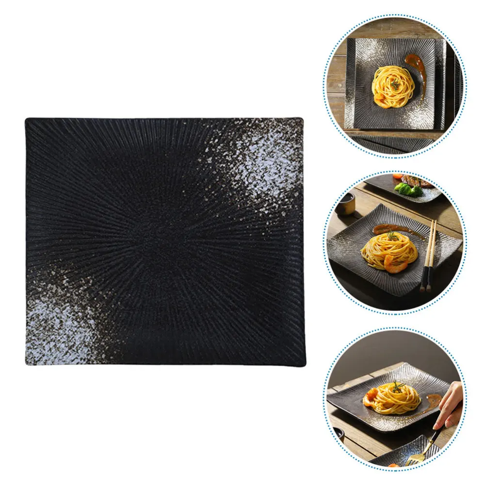 

1pc Ceramic Steak Plate Square Food Serving Dish Creative Ceramic Food Dish