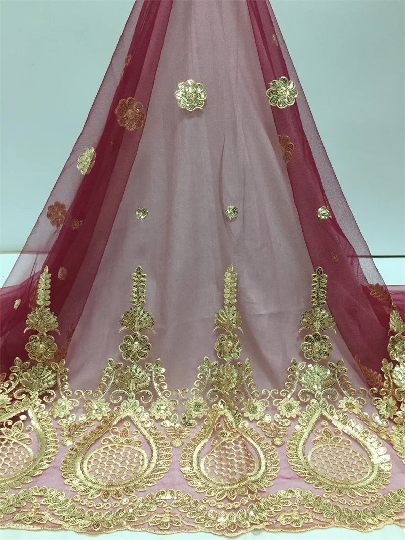 Лидер продаж бордовая ткань африканская кружевная вышитая тюль французские