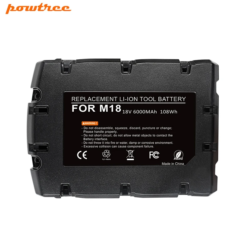 Powtree для Milwaukee 6000mAh 18V M18 электроинструменты литий ионная батарея замены 48 11 1840 1815