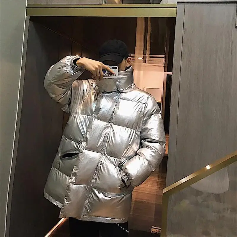 Модная Светоотражающая Корейская свободная Мужская хлопковая одежда оверсайз