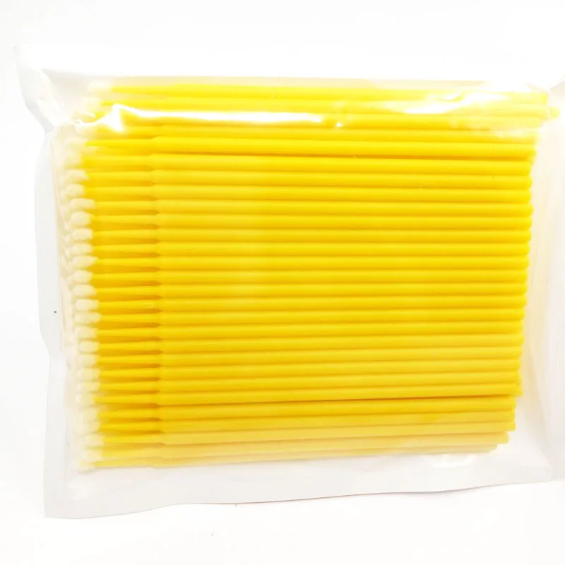 100pcs-Bag-Yellow(L) 100 шт./лот, одноразовые Микро Кисти, аппликаторы, кисть для туши, инструменты для наращивания ресниц, индивидуальные Микро Кисти для ресниц, косметическая кисть - Цвет: 100pcs-Bag-Yellow(L)