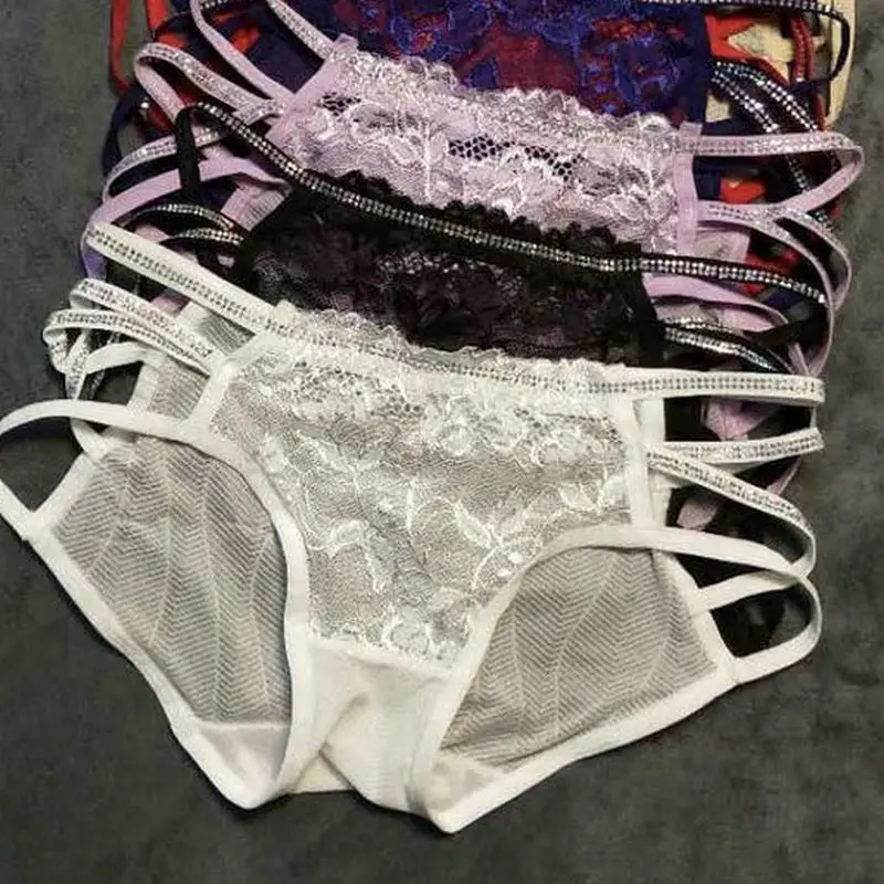 sexy Women Underwear High Quality Women rhinestone Panties Underwear Solid lace low-Rise Lingerie underwear women
