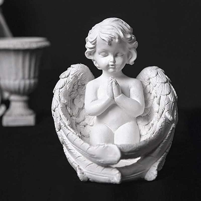 Европейский стиль, колени, молитвенные Крылья ангела, статуи, орнамент из смолы, поднос для хранения, настольное украшение