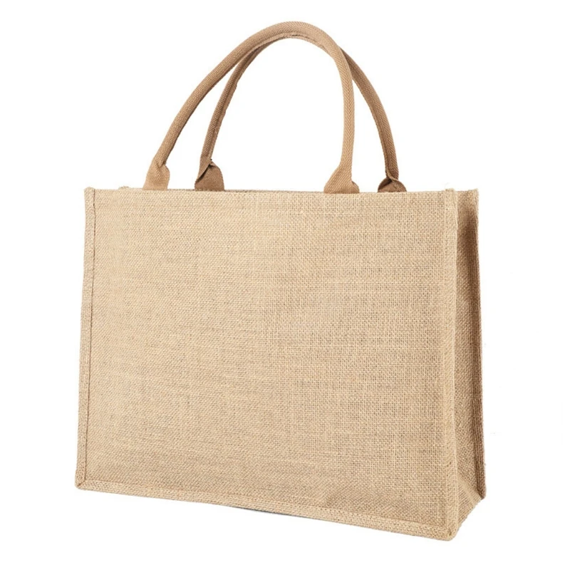 

Jute Burlap Tote Large Reusable Grocery Bags with Handles Women Shopping Bag Beach Vacation Picnic Travel Storage Organizer