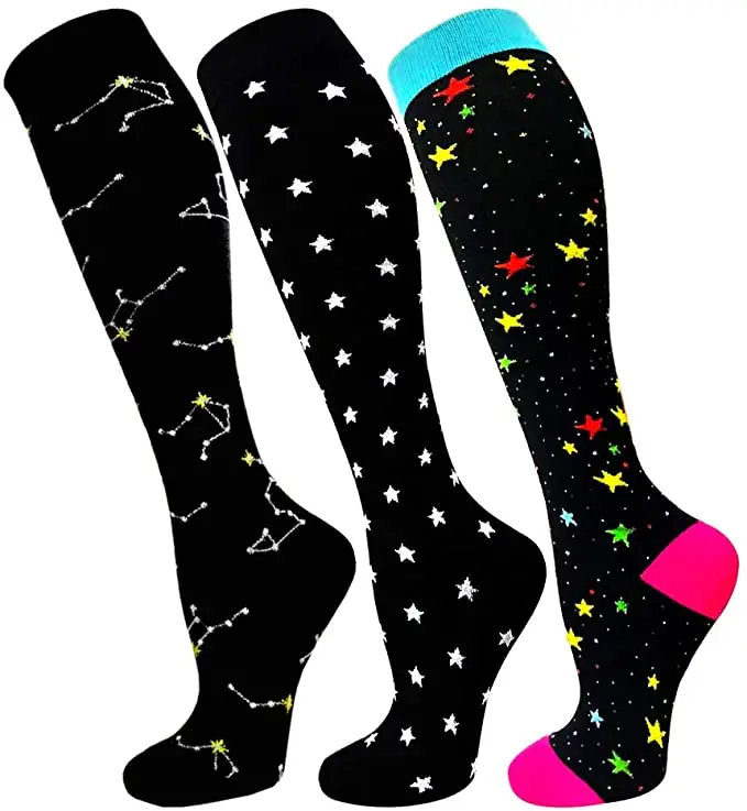 

44 Color New Compression Socks Constellation Bright Stars Animal Prints Socks Unisex Outdoor Running Cycling Long Pressure Socks