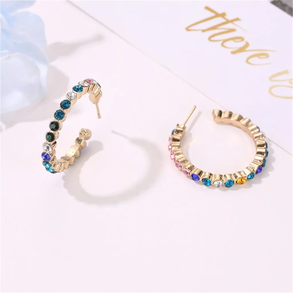 Простые c-образные серьги-гвоздики женские цветные ювелирные изделия с