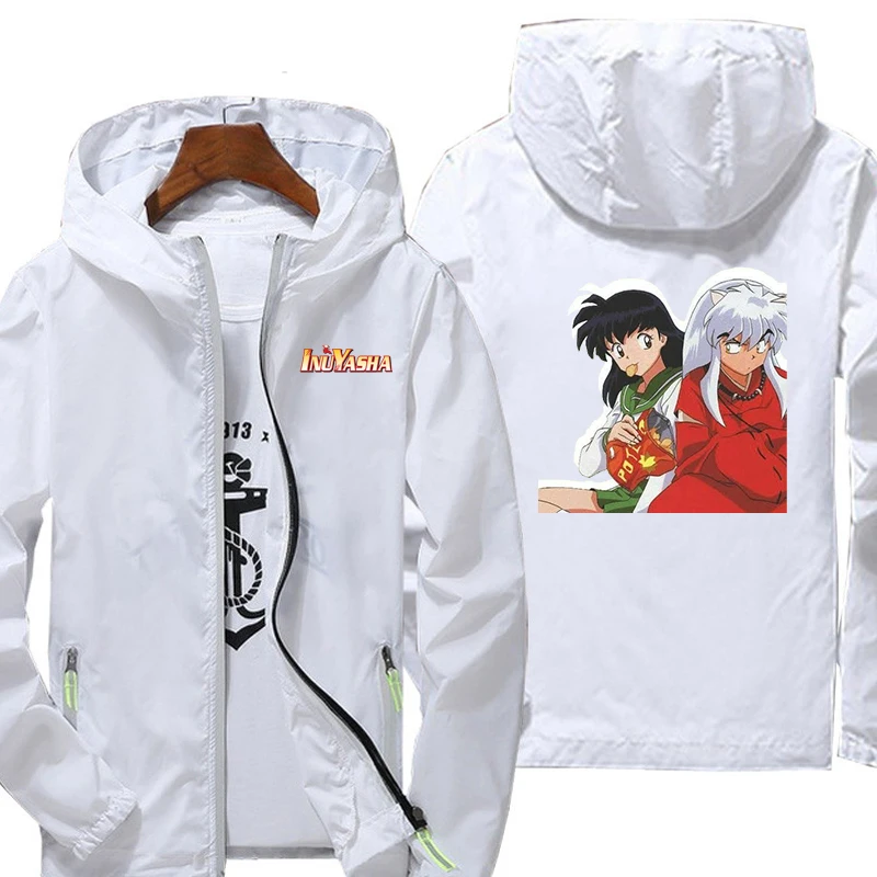 

Jacket Hot Inuyasha Anime Windbreaker Breathable Hooded Streetwear Unisex Spring Autumn Casual Zipper Reflective Collar Leisure