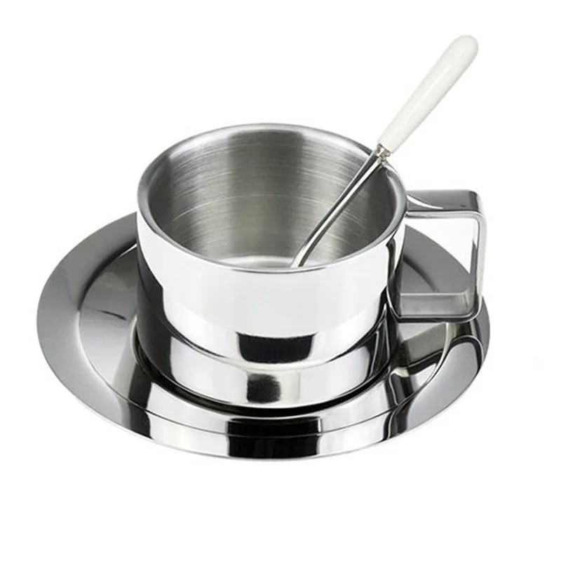 Изолированный набор кофейных чашек Эспрессо чашки из нержавеющей стали с