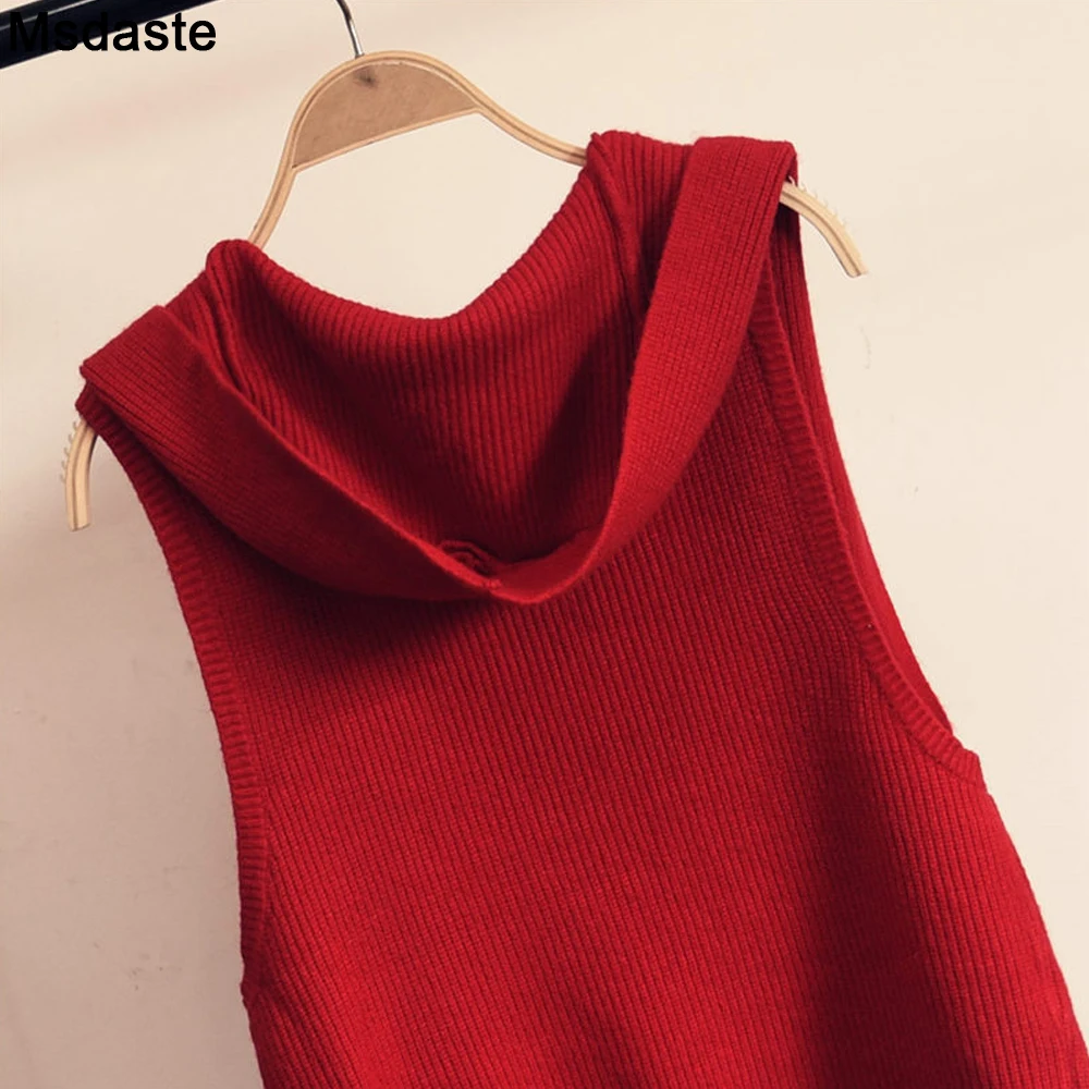 Свитер женский трикотажный осенне-осенний короткий с капюшоном - купить по