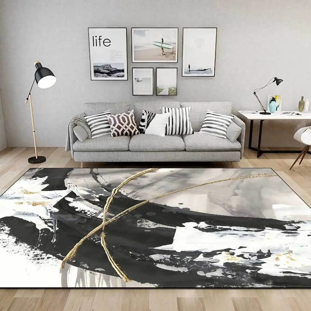 

Ковер для гостиной современный роскошный китайский белый серый черный коврик для спальни абстрактная картина маслом дверной коврик в деко...