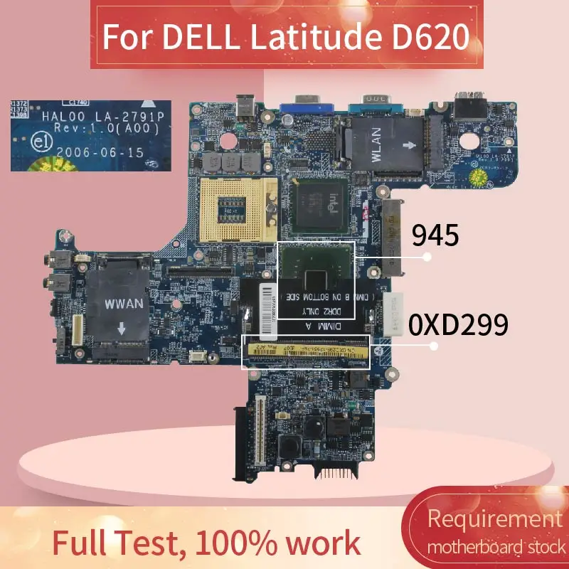 Placa-mãe do Portátil para Dell Latitude Notebook Mainboard La-2791p 945 Ddr2 Cn-0xd299 0xd299 D620