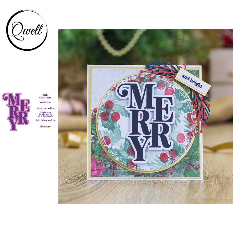 

QWELL Words Cutting Dies Match Clear Stamps Merry Little Christmas Have Yourself DIY Scrapbooking Album Decor Making 2020 New