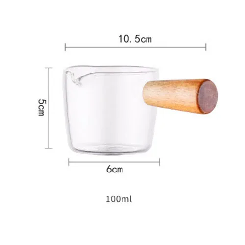 

Экологичная Стеклянная Соусница С Деревянной Ручкой В Японском Стиле, Мини-чашка Для Молока, Кухонный Гаджет Для Кофе-брейков