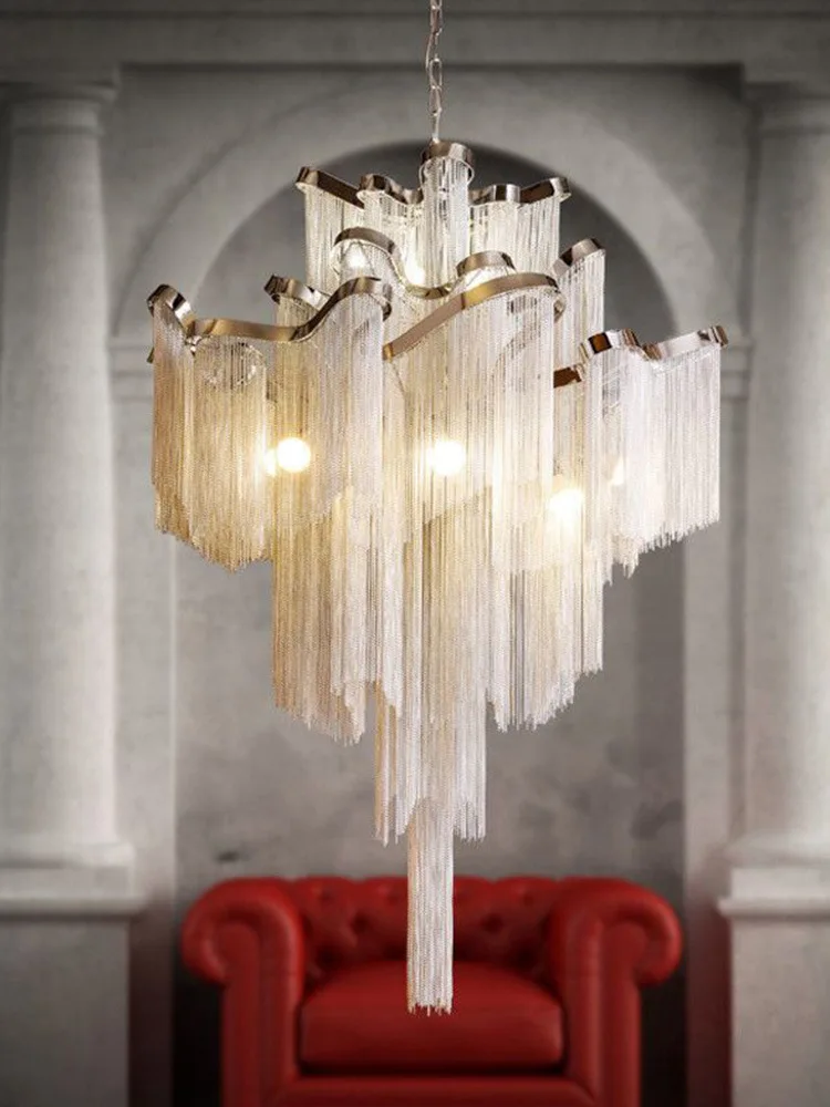 

Modern Contemporary Chandelier 8 Lights Island Aluminum Chain Pendant Ceiling Lighting Fixture Dining Room Living Room Bedroom