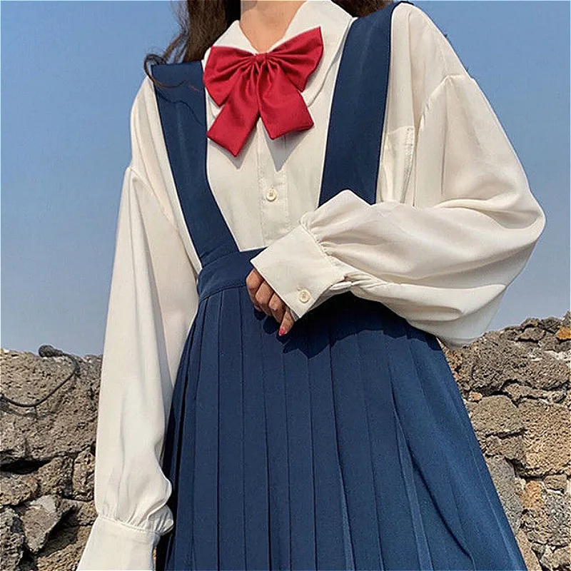

Sets Women Outfits Preppy Style Bow 3 Pieces Set Solid Kawaii Lovely Popular Tender Japanese Style Stylish Loose Female Students