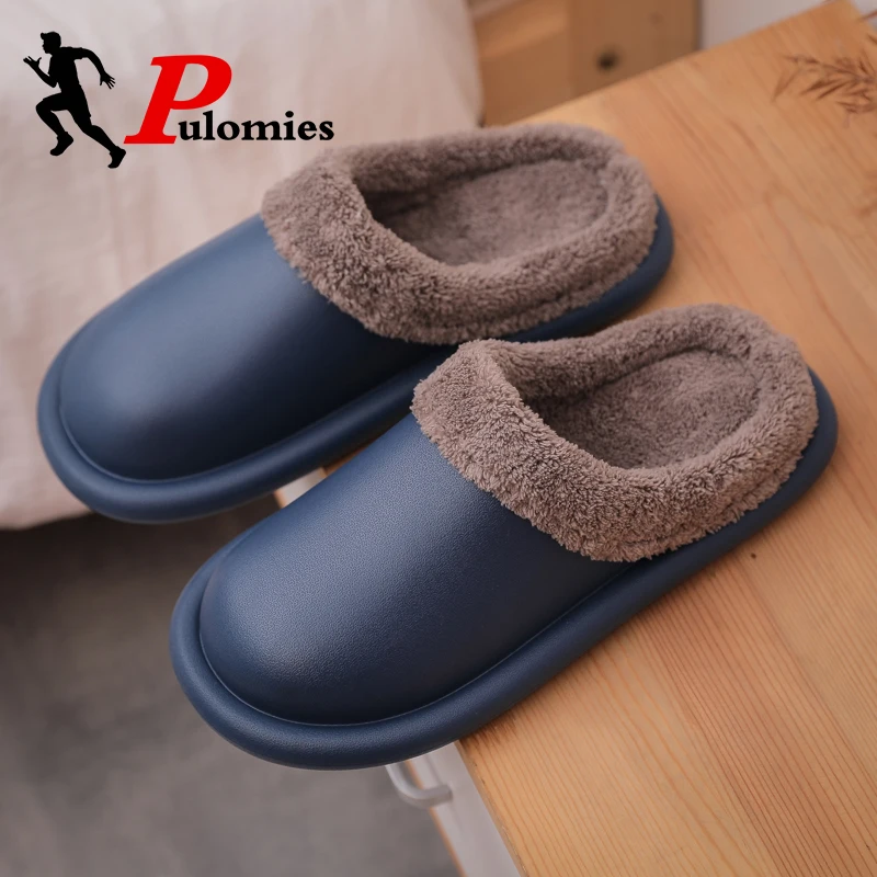 

Пуловеры, зимние тапочки для мужчин и женщин, водонепроницаемые домашние теплые плюшевые меховые тапочки, повседневные лоферы, тапочки на п...