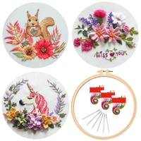 3 pcs spring embroidery kits 1 hoop embroidery clothes with pattern color threads and tools english instructions