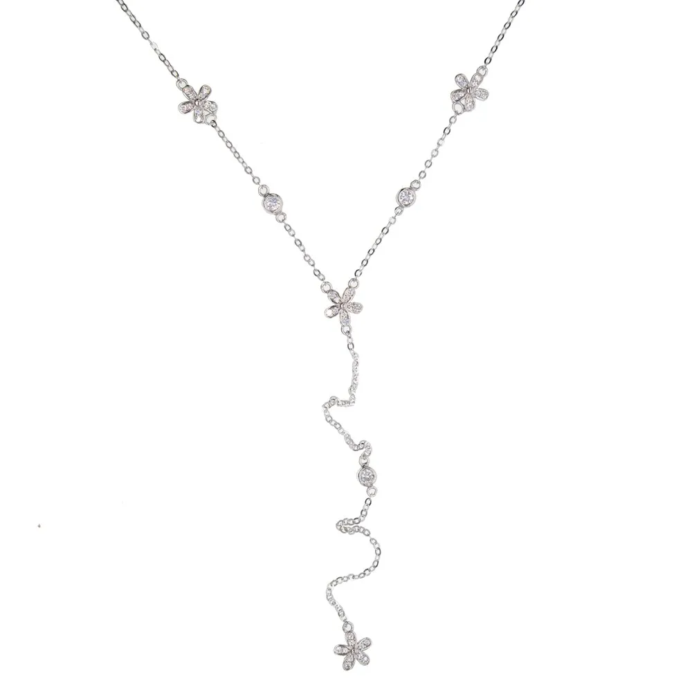 Женское колье 100% 925 тонкое серебро нежное чешское милое цветочное изысканное с