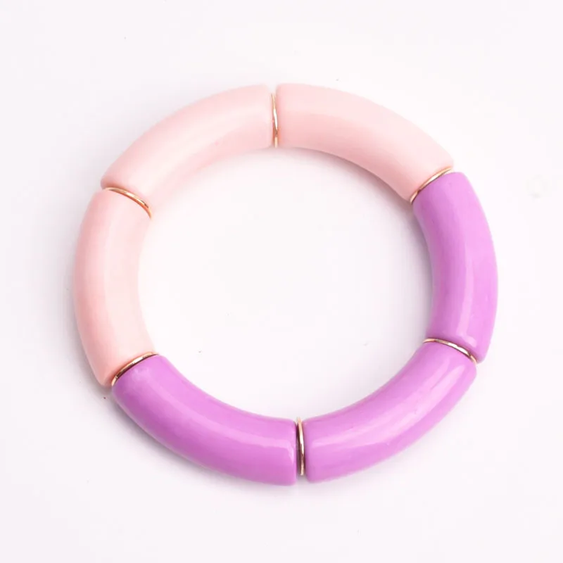 

Rainbery 2021 New Bohemian Color Matching Bracelet New Acrylic Elastic Beaded Colors Elbow Bracelets Spot Copper Wafer Bangle