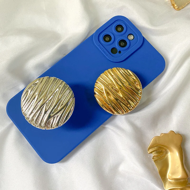 

New Retro Round Luxury Mobile Phone Folding Stand Ins Wind Paste Desktop Lazy Phone Holder Phone Ring holder Car Mount Stand