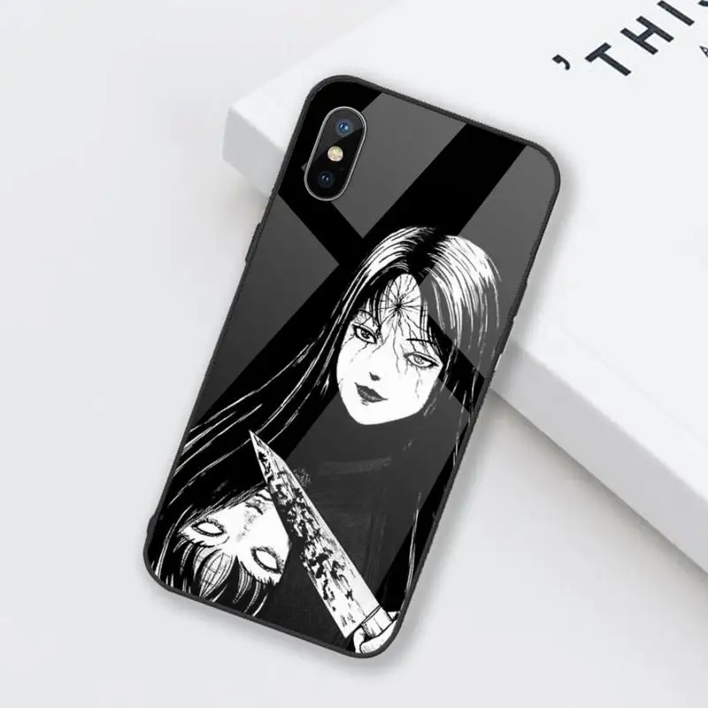 

Junji Ito Tees Horror Phone Case Tempered glass For iphone 6 6S 7 8 plus X XS XR 11 12 mini PRO MAX