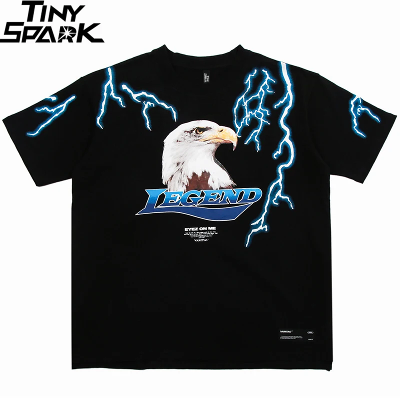 Мужская футболка с изображением орла уличная молнии в стиле хип хоп хлопковая